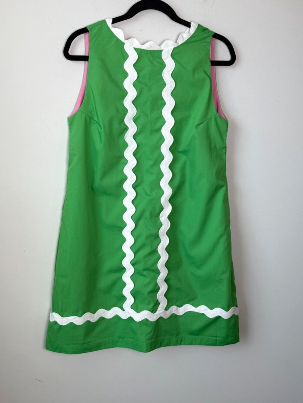 House Of MBR Mini Shift Dress Ric-Rac Trim Green Size 0 Preppy Mahjong